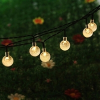Solar Power Energy Crystal Ball String Outdoor Colorful 8 Lighting Modes Light