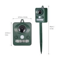 Solar Powered Ultrasonic Pest Animals Repeller Outdoor Animal Repellent for Repelling Raccoons Cats Dogs Birds with Flashing LED Frequency Adjustable