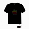 Sound Activated Apple Shape LED Light EL Equalizer T-Shirt-L-Black