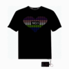 Sound Activated Heart-shaped EL Led Equalizer T - Shirt-XXL-Black