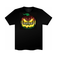 Sound Activated Jack-o-lantern Shape LED Light EL Equalizer T-Shirt-M-Black