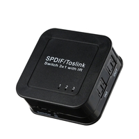 SPDIF Optical Audio Switcher with Remote Control Digital TOSLINK Switch Box (3 Inputs 1 Output)