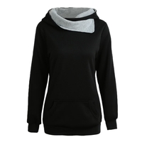 Spring Autumn Winter Women Casual Solid Hoodie Hooded Sweatshirt Pocket Long Sleeve Pullover Top