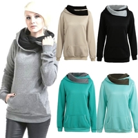 Spring Autumn Winter Women Casual Solid Hoodie Hooded Sweatshirt Pocket Long Sleeve Pullover Top