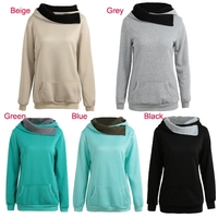 Spring Autumn Winter Women Casual Solid Hoodie Hooded Sweatshirt Pocket Long Sleeve Pullover Top