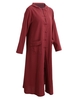 Spring Autumn Women Vintage Dress Hooded Long Sleeve Casual Loose Solid Cotton Dress Burgundy / Dark Blue / Black