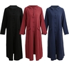 Spring Autumn Women Vintage Dress Hooded Long Sleeve Casual Loose Solid Cotton Dress Burgundy / Dark Blue / Black