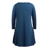 Spring Women Autumn Basic Loose Short Dress Three Quarter Sleeves Solid O-Neck Mini Swing Dress Blue