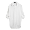 Spring Women Blouse Chiffon Shirt Long Sleeve Turn-down Collar Asymmetric Casual Loose Top Black/Green/White