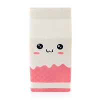 Squishy Soft Charms Pink Milk Box Bottle Stress Relief Slow Rising Collection Gift Decor Toy Cute Kid Adult Party Favors White and Pink Style 1