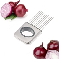 Stainless Steel Onion Holder Vegetable Potato Tomato Cutter Slicer Fork Slicing Helper Odor Remover Steak Tenderizers Loose Meat Needle Gadget Kitchen Tool Kitchenware