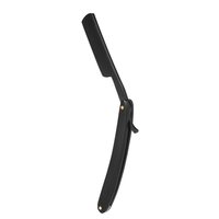 Stainless Steel Razor Straight Edge Shaving Razor Wooden Handle Folding Barber Shaving Knife Hair Eyebrow Beard Shaver Shaving Tool Black