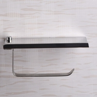 Stainless Steel Wall Mount Mobile Phone Paper Towel Rack Simple Toilet Tissue Box Bathroom Paper Holder