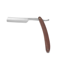 Straight Edge Barber Razor Stainless Steel Blade Folding Shaving Knife Hair Shaver Shaving Tool Wooden Handle