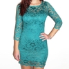 Stylish Bodycon Lady Women Lace Dress Slash Neck Cocktail Evening Dress Green