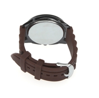 Stylish Silicone Strap Casual Wrist Watch Men Women Unisex Coffee