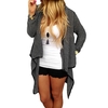 Stylish Waterfall Asymmetric Hem Long Sleeve Knitted Cardigan for Women
