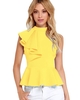 Summer Fashion Women Asymmetric Ruffle Side Peplum Top Turtleneck Sleeveless Back Zipper Blouses