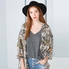Summer Fashion Women Chiffon Kimono Floral Print 3/4 Sleeve Casual Loose Beach Cardigan Long Coat Blouse Green