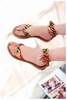 Summer Fashion Women Flats Floral Print Toe-post Thin Shoes Sandals Yellow