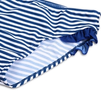 Summer Kid Girls Beach Striped Swimsuit Sunshine Backless High Elastic Children Two Piece Set Swimwear Blue/Green