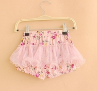 Summer Kid Girls Flower Print Bowknot Shorts Cute Mesh Short Culottes