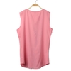 Summer Women Chiffon Blouse V Neck Sleeveless Draped Front Loose Casual Top Black/Watermelon Red/Pink