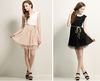 Summer Women Dress Chiffon One-piece Floral Lace Butterfly Sleeve Pleated Skirt Mini Dress Black