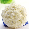 Wedding Decoration Supplies Ivory Rose Luxury Crystal Salable Product for Bride Bouquet with Artificial Rhinestone and 16 Hand Made Diamond Roses Valentines Gift