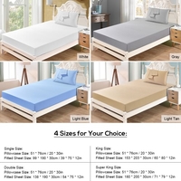 Well-made Soft Cotton Bedding Sheet Set with Pillow Case and Fitted Sheet 12" Deep Pocket Fitted Sheet