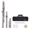 Western Concert Flute Silver Plated 16 Holes C Key Cupronickel Woodwind Instrument