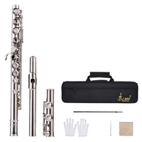 Western Concert Flute Silver Plated 16 Holes C Key Cupronickel Woodwind Instrument