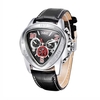 WINNER Fashion Cool Triangle Case Automatic Men Mechanical Watch Leather Strap with Week/Date/24H Sub-Dials Men Wristwatch