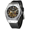 WINNER Luminous Luxury Automatic Mechanical Men Watch Skeleton Self-Winding Sports Style Men Casual Wristwatch Rubber Band + Box