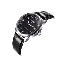 WINNER Simple Self-winding Automatic Mechanical Watch Comfortable Leather Strap Fantastic Unisex Wristwatch with Calendar