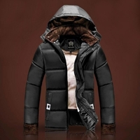 Winter Outdoor Mens Warm Hooded Jacket with Plush Lined