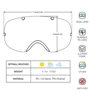 Winter Ski Goggles UV400 Protection Dual Lens Snowboard Goggles Spherical Snow Skating Skiing Sports Goggle Detachable Lens Goggles