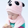 Winter Toddler Girl Boy Cute Panda Hat Scarf Set Fleece Beanie Warm Cap Unisex Two-Piece Set
