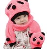 Winter Toddler Girl Boy Cute Panda Hat Scarf Set Fleece Beanie Warm Cap Unisex Two-Piece Set