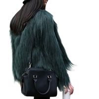 Winter Women Faux Fur Coat Solid Color Long Sleeve Fluffy Outerwear Short Jacket Hairy Warm Overcoat