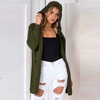 Winter Women Hooded Knitted Cardigan Sweater Lace Up Split Long Sleeves Casual Warm Loose Outerwear