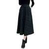 Winter Women Plaid Skirt Woolen High Elastic Waist Elegant A-Line Vintage Warm Midi Skirts