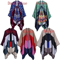 Winter Women Poncho Sweater Oversized Knitted Stripe Star Cloak Shawl Loose Outwear Coat Cape Cardigan