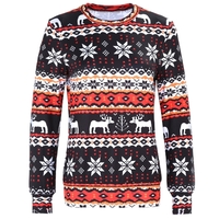 Winter Women Sweater Reindeer Snow Print O-Neck Long Sleeve Elegant Warm Pullover Christmas Tops Blouse