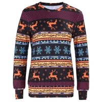 Winter Women Sweater Reindeer Snow Print O-Neck Long Sleeve Elegant Warm Pullover Christmas Tops Blouse
