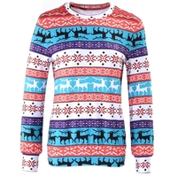 Winter Women Sweater Reindeer Snow Print O-Neck Long Sleeve Elegant Warm Pullover Christmas Tops Blouse