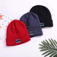 Wireless BT Headset Outdoor Sports Washable Knited Acrylic Hat Hands-free Mp3 Speaker Magic Music Smart Cap for Boy Girl Man Women Black