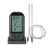Wireless Digital Food BBQ Cooking Thermometer Timer Backlight LCD Temperature Gauge with Transmission Dual Probes--Silver