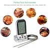 Wireless Digital Food BBQ Cooking Thermometer Timer Backlight LCD Temperature Gauge with Transmission Dual Probes--Silver