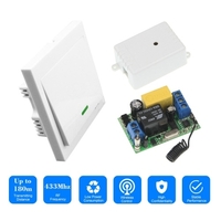 Wireless Remote Control Switch Receiver 1 Gang 433MHz Push Button Wall Light Switch Panel Remote Transmitter